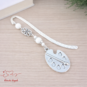 Fehér festőpalettás könyvjelző � pedagógusnapi és évzáró ajándék tanároknak, Könyv & Zene, Könyvjelző, Ékszerkészítés, Gyöngyfűzés, gyöngyhímzés, MESKA