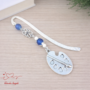 Sötétkék festőpalettás könyvjelző � pedagógusnapi és évzáró ajándék tanároknak, Könyv & Zene, Könyvjelző, Ékszerkészítés, Gyöngyfűzés, gyöngyhímzés, MESKA