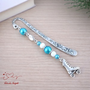 Világoskék görkorcsolyás könyvjelző � sportos ajándék születésnapra és névnapra, Könyv & Zene, Könyvjelző, Ékszerkészítés, Gyöngyfűzés, gyöngyhímzés, MESKA