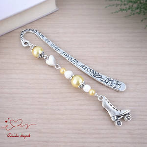 Sárga görkorcsolyás könyvjelző � sportos ajándék születésnapra és névnapra, Könyv & Zene, Könyvjelző, Ékszerkészítés, Gyöngyfűzés, gyöngyhímzés, MESKA