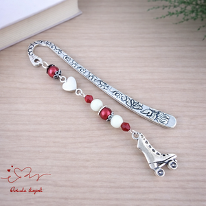 Piros görkorcsolyás könyvjelző � sportos ajándék születésnapra és névnapra, Könyv & Zene, Könyvjelző, Ékszerkészítés, Gyöngyfűzés, gyöngyhímzés, MESKA