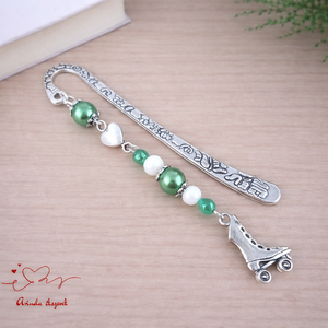 Zöld görkorcsolyás könyvjelző � sportos ajándék születésnapra és névnapra, Könyv & Zene, Könyvjelző, Ékszerkészítés, Gyöngyfűzés, gyöngyhímzés, MESKA