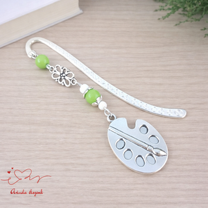 Zöld festőpalettás könyvjelző � pedagógusnapi és évzáró ajándék tanároknak, Könyv & Zene, Könyvjelző, Ékszerkészítés, Gyöngyfűzés, gyöngyhímzés, MESKA