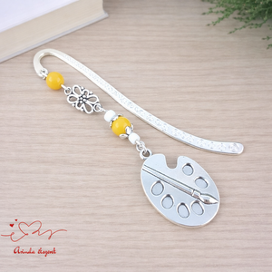 Sárga festőpalettás könyvjelző � pedagógusnapi és évzáró ajándék tanároknak, Könyv & Zene, Könyvjelző, Ékszerkészítés, Gyöngyfűzés, gyöngyhímzés, MESKA