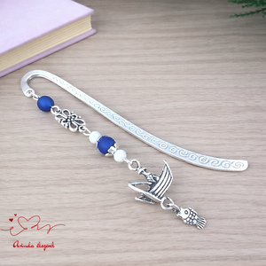 Kék horgászos könyvjelző � egyedi, kézműves ajándék horgászoknak, Könyv & Zene, Könyvjelző, Ékszerkészítés, Gyöngyfűzés, gyöngyhímzés, MESKA