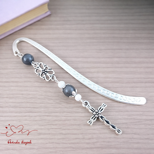 Szürke kereszt könyvjelző � hittan, erkölcstan pedagógusnak � évzáró, pedagógusnapi ajándék, Könyv & Zene, Könyvjelző, Ékszerkészítés, Gyöngyfűzés, gyöngyhímzés, MESKA