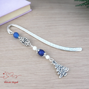 Sötétkék karácsonyfa könyvjelző � ünnepi, kézműves ajándék olvasóknak, Könyv & Zene, Könyvjelző, Ékszerkészítés, Gyöngyfűzés, gyöngyhímzés, MESKA