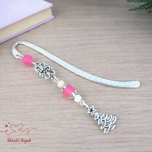 Pink karácsonyfa könyvjelző � ünnepi, kézműves ajándék olvasóknak, Könyv & Zene, Könyvjelző, Ékszerkészítés, Gyöngyfűzés, gyöngyhímzés, MESKA