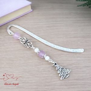 Lila karácsonyfa könyvjelző � ünnepi, kézműves ajándék olvasóknak, Könyv & Zene, Könyvjelző, Ékszerkészítés, Gyöngyfűzés, gyöngyhímzés, MESKA