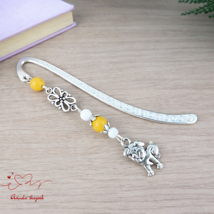 Sárga kutyás könyvjelző � egyedi, kézműves ajándék kutyabarátoknak, Könyv & Zene, Könyvjelző, Ékszerkészítés, Gyöngyfűzés, gyöngyhímzés, MESKA