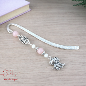 Rózsaszín kutyás könyvjelző � egyedi, kézműves ajándék kutyabarátoknak, Könyv & Zene, Könyvjelző, Ékszerkészítés, Gyöngyfűzés, gyöngyhímzés, MESKA