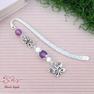 Lila pillangós könyvjelző pedagógusnak � évzáró ajándék, Könyv & Zene, Könyvjelző, Ékszerkészítés, Gyöngyfűzés, gyöngyhímzés, MESKA