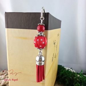 Piros vidám pöttyös bojtos könyvjelző � kedves ajándék pedagógusnak  - könyv & zene - könyvjelző - Meska.hu