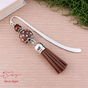 Barna vidám pöttyös bojtos könyvjelző � kedves ajándék pedagógusnak , Könyv & Zene, Könyvjelző, Ékszerkészítés, Gyöngyfűzés, gyöngyhímzés, MESKA