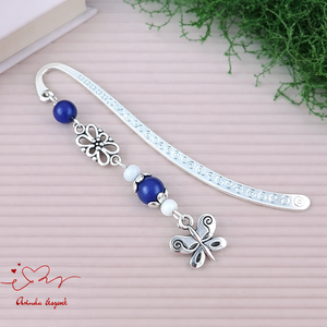 Sötétkék pillangós könyvjelző pedagógusnak � évzáró ajándék, Könyv & Zene, Könyvjelző, Ékszerkészítés, Gyöngyfűzés, gyöngyhímzés, MESKA