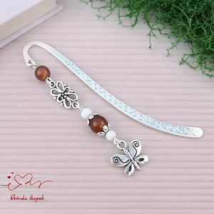 Barna pillangós könyvjelző pedagógusnak � évzáró ajándék, Könyv & Zene, Könyvjelző, Ékszerkészítés, Gyöngyfűzés, gyöngyhímzés, MESKA