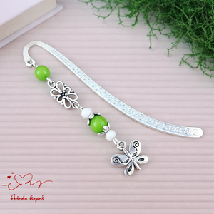 Zöld pillangós könyvjelző pedagógusnak � évzáró ajándék, Könyv & Zene, Könyvjelző, Ékszerkészítés, Gyöngyfűzés, gyöngyhímzés, MESKA