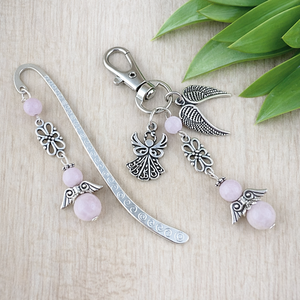 Kunzit angyal könyvjelző és kulcstartó szett � ásvány ajándék, Könyv & Zene, Könyvjelző, Ékszerkészítés, Gyöngyfűzés, gyöngyhímzés, MESKA