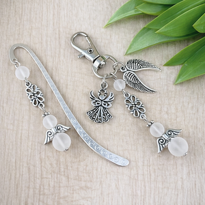 Matt hegyikristály angyal könyvjelző és kulcstartó szett � ásvány ajándék, Könyv & Zene, Könyvjelző, Ékszerkészítés, Gyöngyfűzés, gyöngyhímzés, MESKA