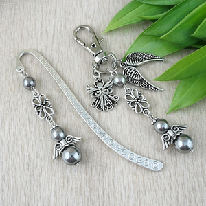 Hematit ezüst angyal könyvjelző és kulcstartó szett � ásvány ajándék, Könyv & Zene, Könyvjelző, Ékszerkészítés, Gyöngyfűzés, gyöngyhímzés, MESKA