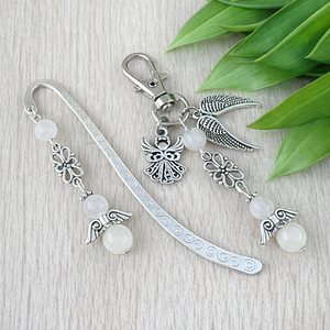 Holdkő angyal könyvjelző és kulcstartó szett � ásvány ajándék, Könyv & Zene, Könyvjelző, Ékszerkészítés, Gyöngyfűzés, gyöngyhímzés, MESKA