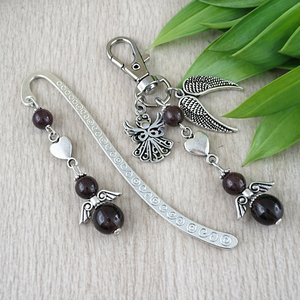 Gránát angyal könyvjelző és kulcstartó szett � ásvány ajándék, Könyv & Zene, Könyvjelző, Ékszerkészítés, Gyöngyfűzés, gyöngyhímzés, MESKA