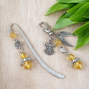 Citrin angyal könyvjelző és kulcstartó szett � ásvány ajándék, Könyv & Zene, Könyvjelző, Ékszerkészítés, Gyöngyfűzés, gyöngyhímzés, MESKA