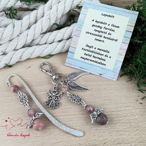 Lepidolit angyal könyvjelző és kulcstartó szett � ásvány ajándék - könyv & zene - könyvjelző - Meska.hu