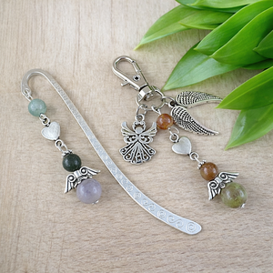 Indiai achát angyal könyvjelző és kulcstartó szett � ásvány ajándék, Könyv & Zene, Könyvjelző, Ékszerkészítés, Gyöngyfűzés, gyöngyhímzés, MESKA