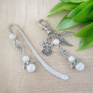 Howlit angyal könyvjelző és kulcstartó szett � ásvány ajándék, Könyv & Zene, Könyvjelző, Ékszerkészítés, Gyöngyfűzés, gyöngyhímzés, MESKA