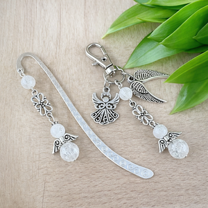 Roppantott hegyikristály angyal könyvjelző és kulcstartó szett � ásvány ajándék, Könyv & Zene, Könyvjelző, Ékszerkészítés, Gyöngyfűzés, gyöngyhímzés, MESKA