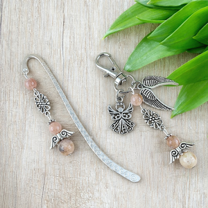 Napkő angyal könyvjelző és kulcstartó szett � ásvány ajándék, Könyv & Zene, Könyvjelző, Ékszerkészítés, Gyöngyfűzés, gyöngyhímzés, MESKA