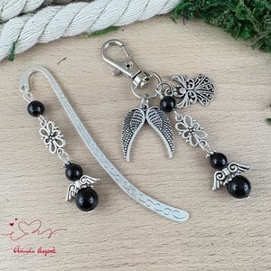 Ónix angyal könyvjelző és kulcstartó szett � ásvány ajándék - könyv & zene - könyvjelző - Meska.hu