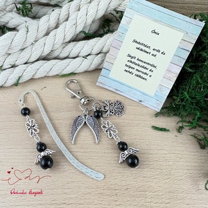 Ónix matt angyal könyvjelző és kulcstartó szett � ásvány ajándék - könyv & zene - könyvjelző - Meska.hu