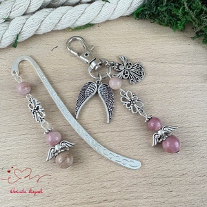 Rodonit pink angyal könyvjelző és kulcstartó szett � ásvány ajándék - könyv & zene - könyvjelző - Meska.hu