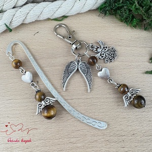 Tigrisszem angyal könyvjelző és kulcstartó szett � ásvány ajándék - könyv & zene - könyvjelző - Meska.hu