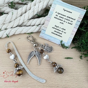 Tigrisszem angyal könyvjelző és kulcstartó szett � ásvány ajándék - könyv & zene - könyvjelző - Meska.hu