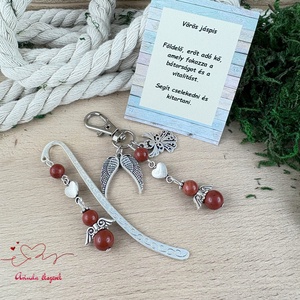 Vörös jáspis angyal könyvjelző és kulcstartó szett � ásvány ajándék - könyv & zene - könyvjelző - Meska.hu