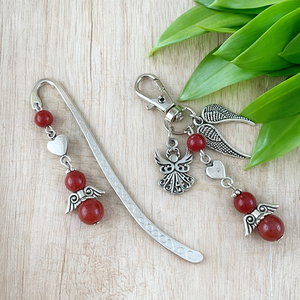 Vörös jáspis angyal könyvjelző és kulcstartó szett � ásvány ajándék - Meska.hu