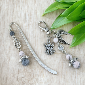 Zebra jáspis angyal könyvjelző és kulcstartó szett � ásvány ajándék - Meska.hu