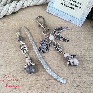 Zebra jáspis angyal könyvjelző és kulcstartó szett � ásvány ajándék - könyv & zene - könyvjelző - Meska.hu