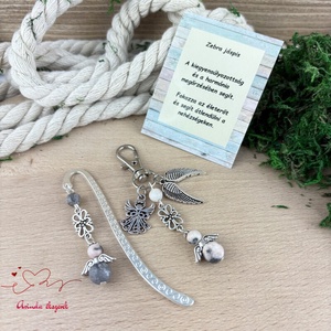 Zebra jáspis angyal könyvjelző és kulcstartó szett � ásvány ajándék - könyv & zene - könyvjelző - Meska.hu