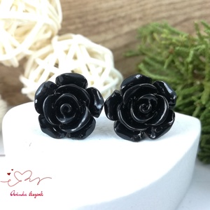 14 mm fekete rózsa bedugós fülbevaló � nemesacél alapú romantikus virág ékszer, ajándék nőknek, Ékszer, Fülbevaló, Pötty fülbevaló, Ékszerkészítés, Gyöngyfűzés, gyöngyhímzés, MESKA