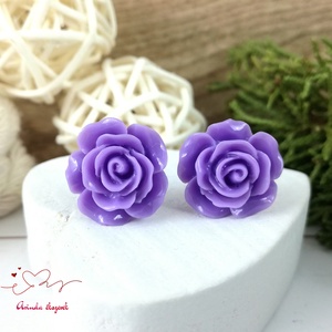 14 mm lila rózsa bedugós fülbevaló � nemesacél alapú romantikus virág ékszer, ajándék nőknek, Ékszer, Fülbevaló, Pötty fülbevaló, Ékszerkészítés, Gyöngyfűzés, gyöngyhímzés, MESKA
