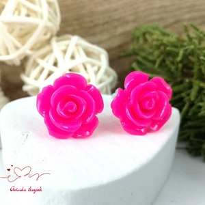 14 mm pink rózsa bedugós fülbevaló � nemesacél alapú romantikus virág ékszer, ajándék nőknek, Ékszer, Fülbevaló, Pötty fülbevaló, Ékszerkészítés, Gyöngyfűzés, gyöngyhímzés, MESKA