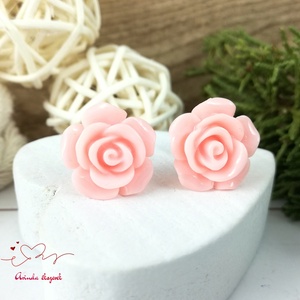 14 mm rózsaszín rózsa bedugós fülbevaló � nemesacél alapú romantikus virág ékszer, ajándék nőknek, Ékszer, Fülbevaló, Pötty fülbevaló, Ékszerkészítés, Gyöngyfűzés, gyöngyhímzés, MESKA