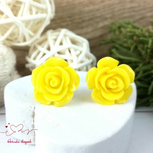 14 mm sárga rózsa bedugós fülbevaló � nemesacél alapú romantikus virág ékszer, ajándék nőknek, Ékszer, Fülbevaló, Pötty fülbevaló, Ékszerkészítés, Gyöngyfűzés, gyöngyhímzés, MESKA
