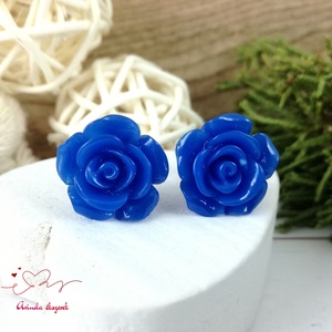 14 mm sötétkék rózsa bedugós fülbevaló � nemesacél alapú romantikus virág ékszer, ajándék nőknek, Ékszer, Fülbevaló, Pötty fülbevaló, Ékszerkészítés, Gyöngyfűzés, gyöngyhímzés, MESKA