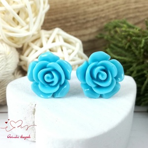14 mm világoskék rózsa bedugós fülbevaló � nemesacél alapú romantikus virág ékszer, ajándék nőknek, Ékszer, Fülbevaló, Pötty fülbevaló, Ékszerkészítés, Gyöngyfűzés, gyöngyhímzés, MESKA