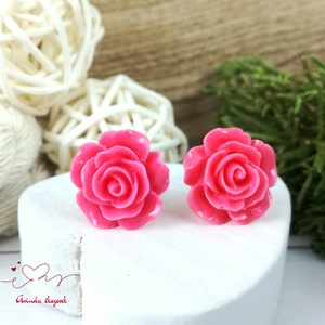 14 mm sötét rózsa rózsa bedugós fülbevaló � nemesacél alapú romantikus virág ékszer, ajándék nőknek, Ékszer, Fülbevaló, Pötty fülbevaló, Ékszerkészítés, Gyöngyfűzés, gyöngyhímzés, MESKA